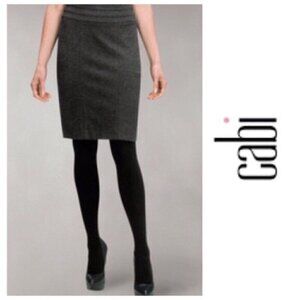 CAbi Miranda Gray Pencil Skirt Womens Size 4 Paneled Charcoal Back-Zip Stretch